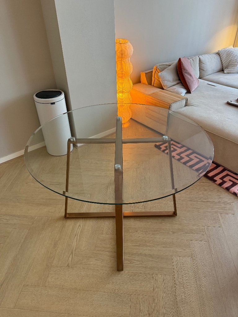 Glazen ronde eettafel MADE, Huis en Inrichting, Tafels | Eettafels, Ophalen, Gebruikt, Rond, Modern, industrieel, elegant