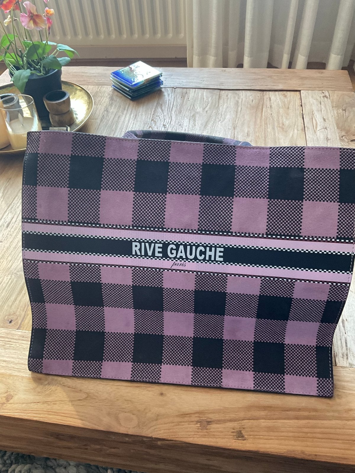 Rive Gauche Shopper - Paars/Zwart Geruit, Ophalen of Verzenden, Gebruikt, Paars, Shopper