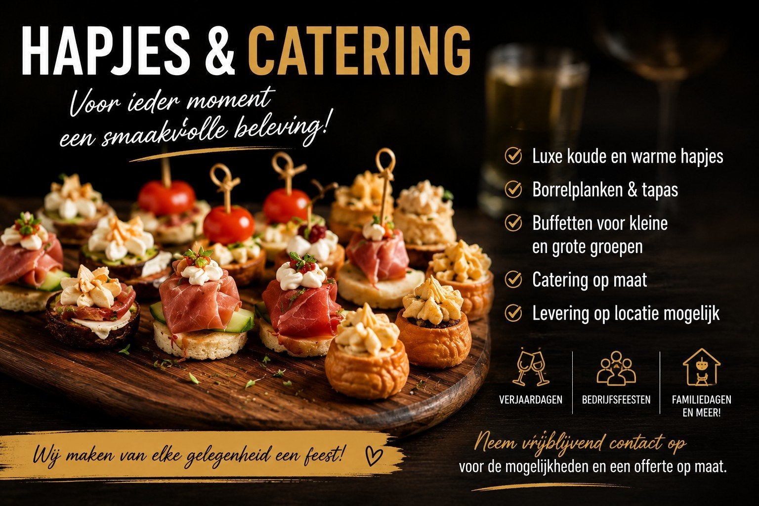 Hapjes & Catering voor Elke Gelegenheid | Dijk & Party Verhu, Ophalen of Verzenden, Nieuw, Minder dan 5 meter