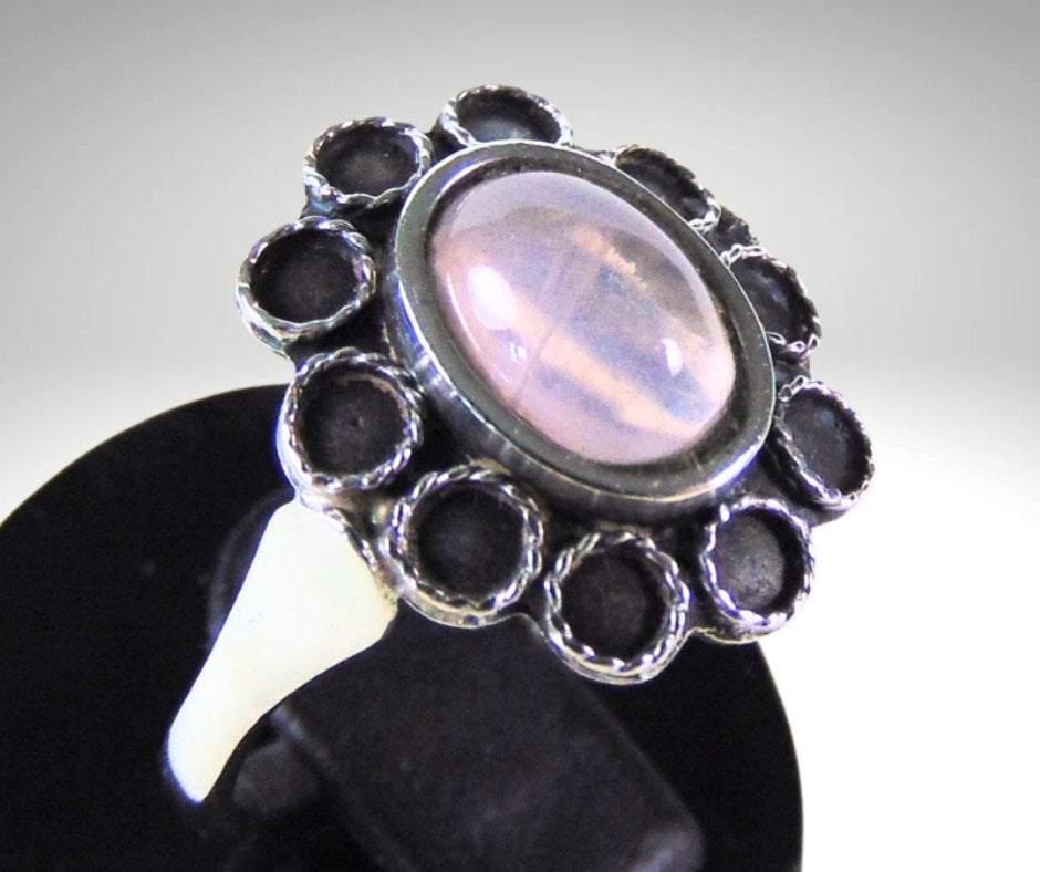 APARTE 830 zilver antieke ROZENKWARTS ring M17,3!, Sieraden, Tassen en Uiterlijk, Ringen, Verzenden, Zo goed als nieuw, X, Met edelsteen