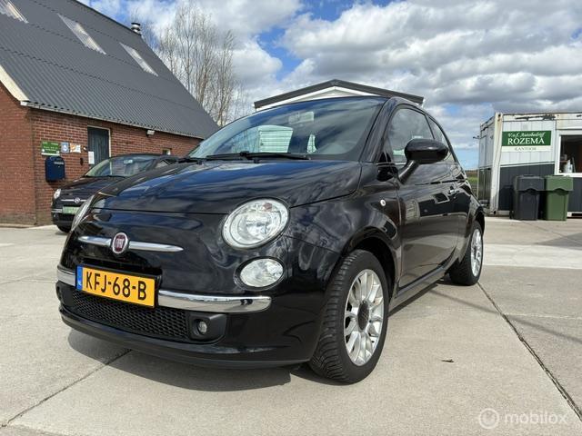 Fiat 500 1.2 Lounge Cabrio, Auto's, Voorwielaandrijving, Euro 5, Leder en Stof, Zwart