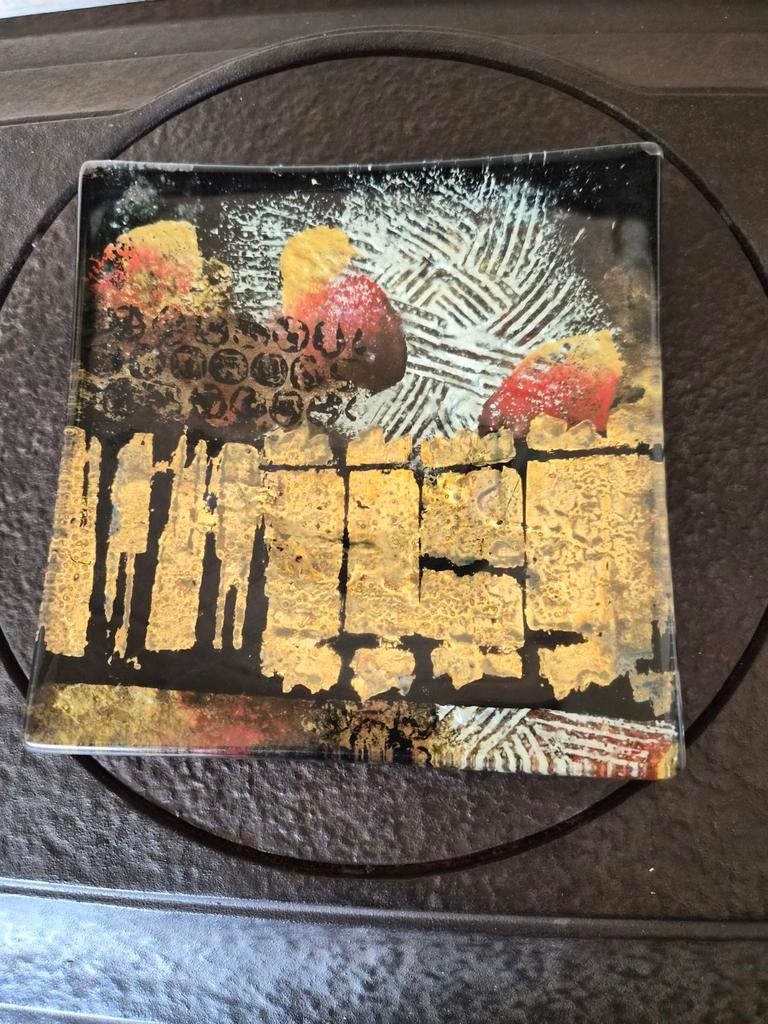 Vintage fused glass glazen schaaltje 24k bladgoud, Ophalen of Verzenden, Rond, Glas