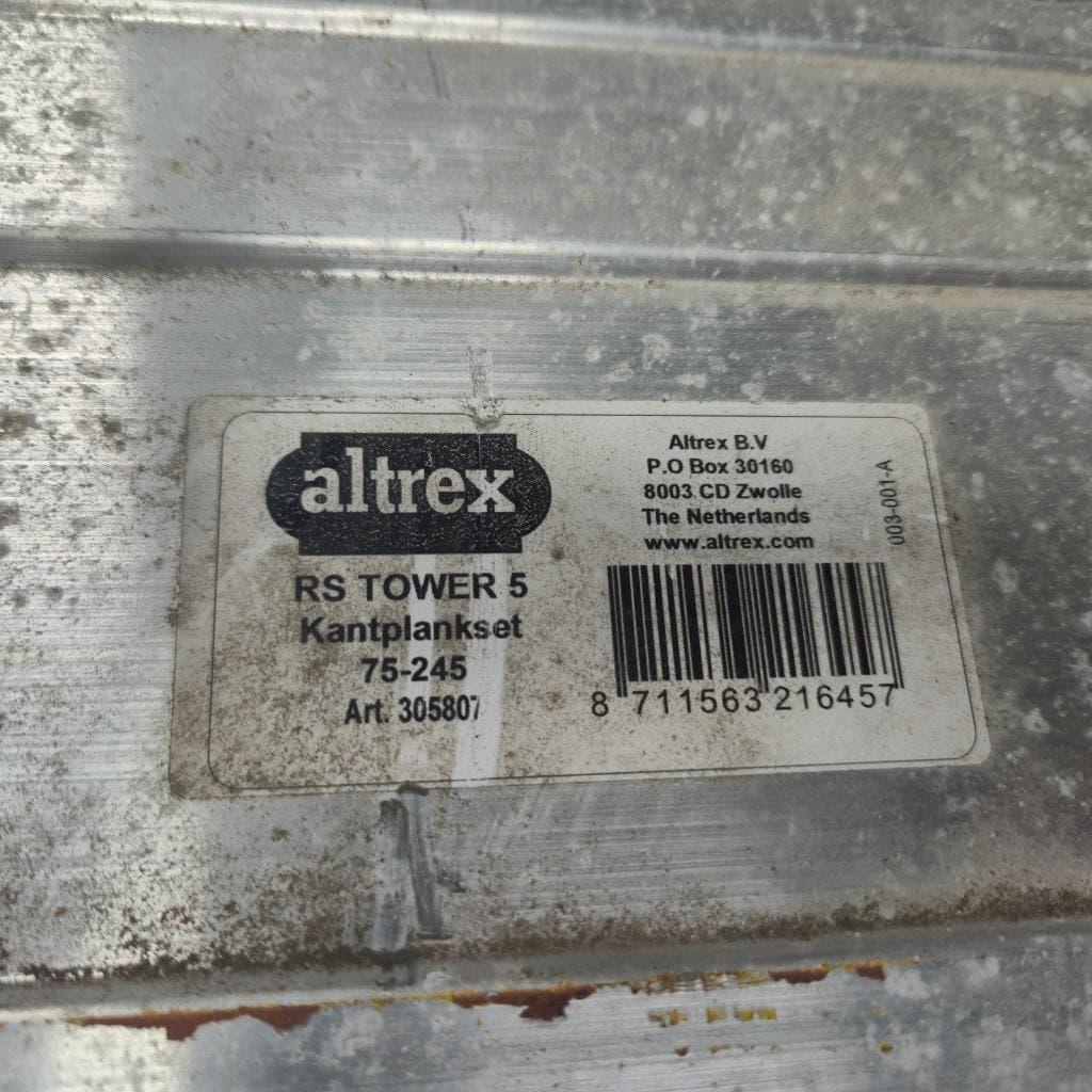 kantplankset  voor ALTREX RS TOWER 5  afm 75-245, Doe-het-zelf en Verbouw, Steigers, Ophalen, Gebruikt, Rolsteiger of Kamersteiger