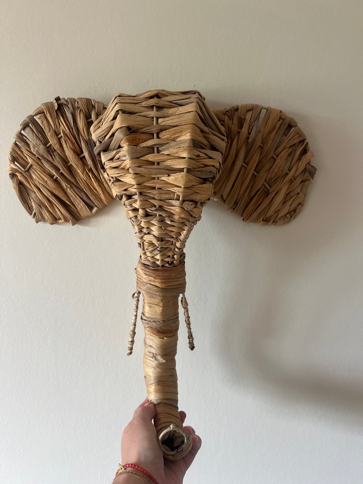 Olifanten hoofd wanddecoratie kinderkamer riet, Ophalen, Boho, Zo goed als nieuw, Natuurlijk materiaal