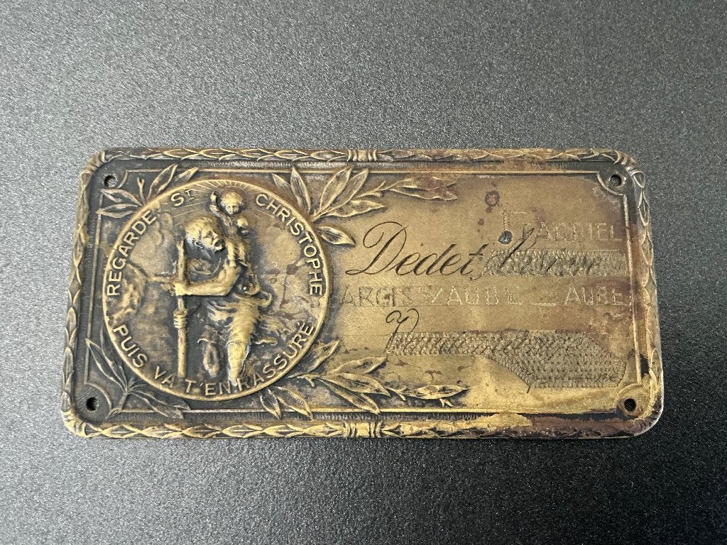 Antiek Heilige Christoffel beschermplaatje (Jaren 20), Verzenden, Gebruikt, Auto's