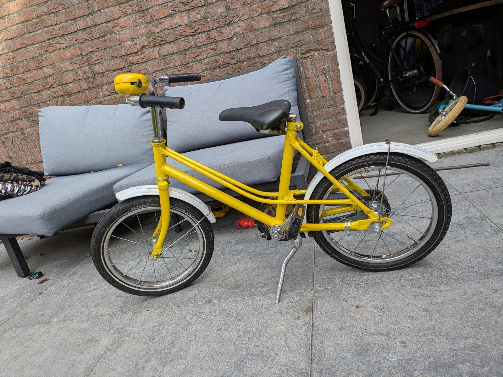18 inch geel fietsje, Fietsen en Brommers, Ophalen, Gebruikt, 16 tot 18 inch