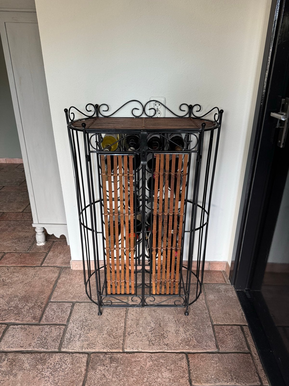 Wijnrek smeedijzer en hout - 36 flessen, Huis en Inrichting, Woonaccessoires | Wijnrekken, Ophalen, Gebruikt, 25 flessen of meer