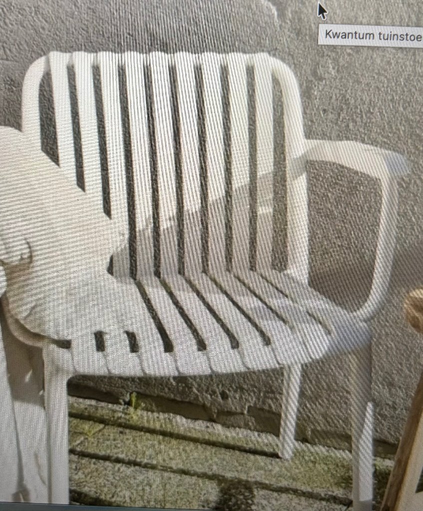 GEZOCHT   Tuinstoel  WIT, Ophalen of Verzenden, Zo goed als nieuw, Kunststof