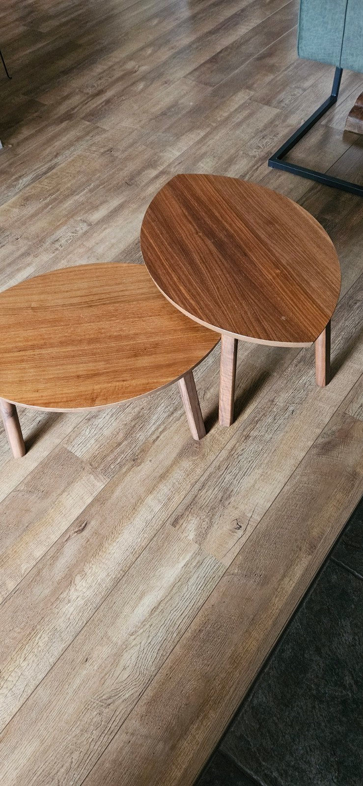STOCKHOLM Bijzettafel set, 2 stuks, walnootfineer, Huis en Inrichting, Modern, Scandinavisch, Zo goed als nieuw, 75 cm of meer
