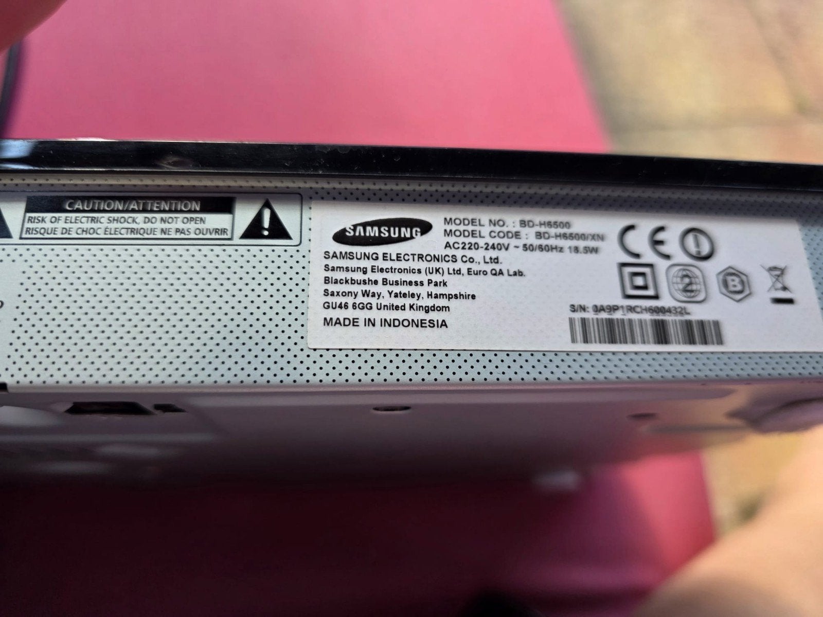 Samsung BD-H6500 Blu-ray 3D DVD speler, Ophalen, Gebruikt