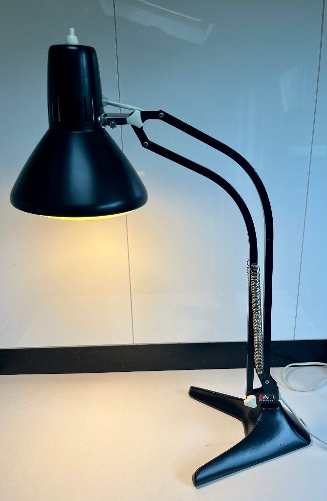 Ledu Waso Type W4 zwarte bureaulamp of architectenlamp, Bureaulamp, Overige merken, 60 cm, Met kap
