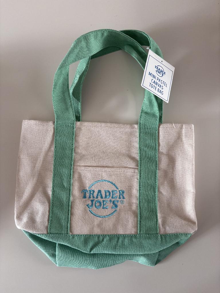 Trader Joe's Mini Pastel Canvas Tote Bag tas shopper groen, Ophalen of Verzenden, Nieuw, Groen