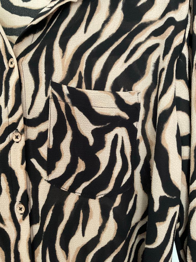 Cotton Club jurk met zebraprint en ceintuur - Maat L, Ophalen of Verzenden, Zo goed als nieuw, Maat 42/44 (L), Overige kleuren