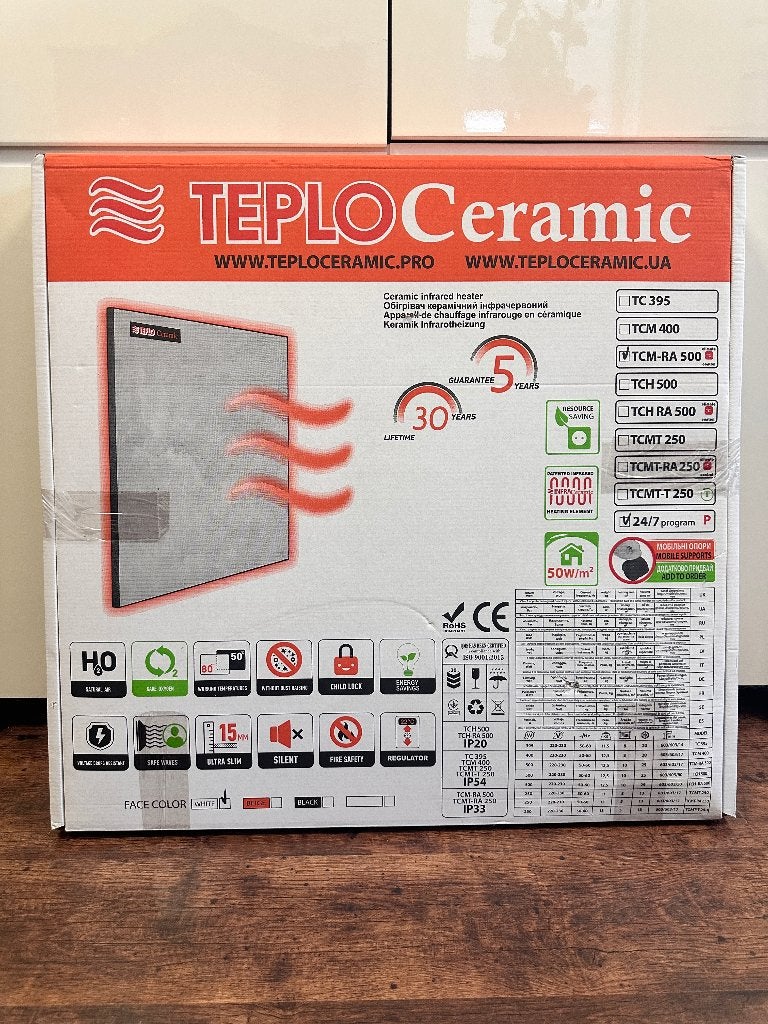 Keramisch infraroodpaneel 500W met thermostaat, 30 tot 80 cm, 500 tot 800 watt, Overige typen, Nieuw