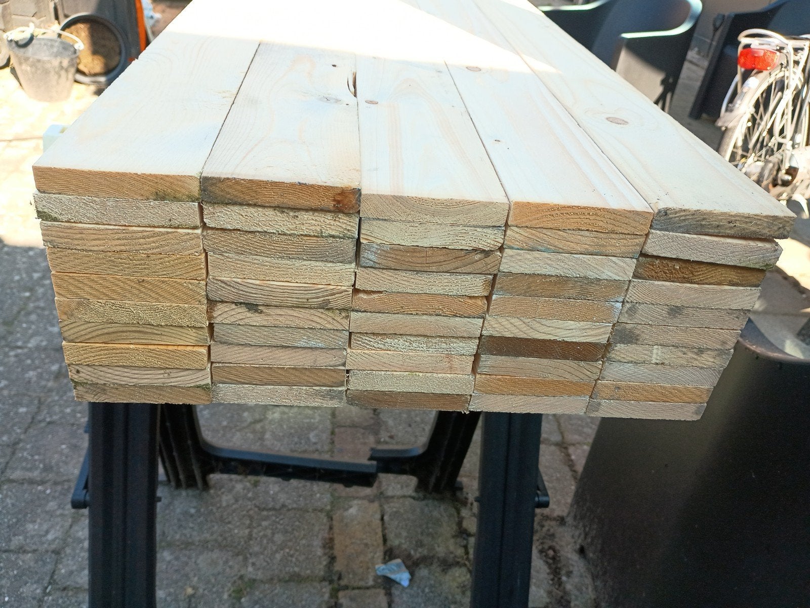 50 stuks nieuwe geschaafde vuren houten latten te koop, Ophalen, Minder dan 25 mm, Nieuw, Plank
