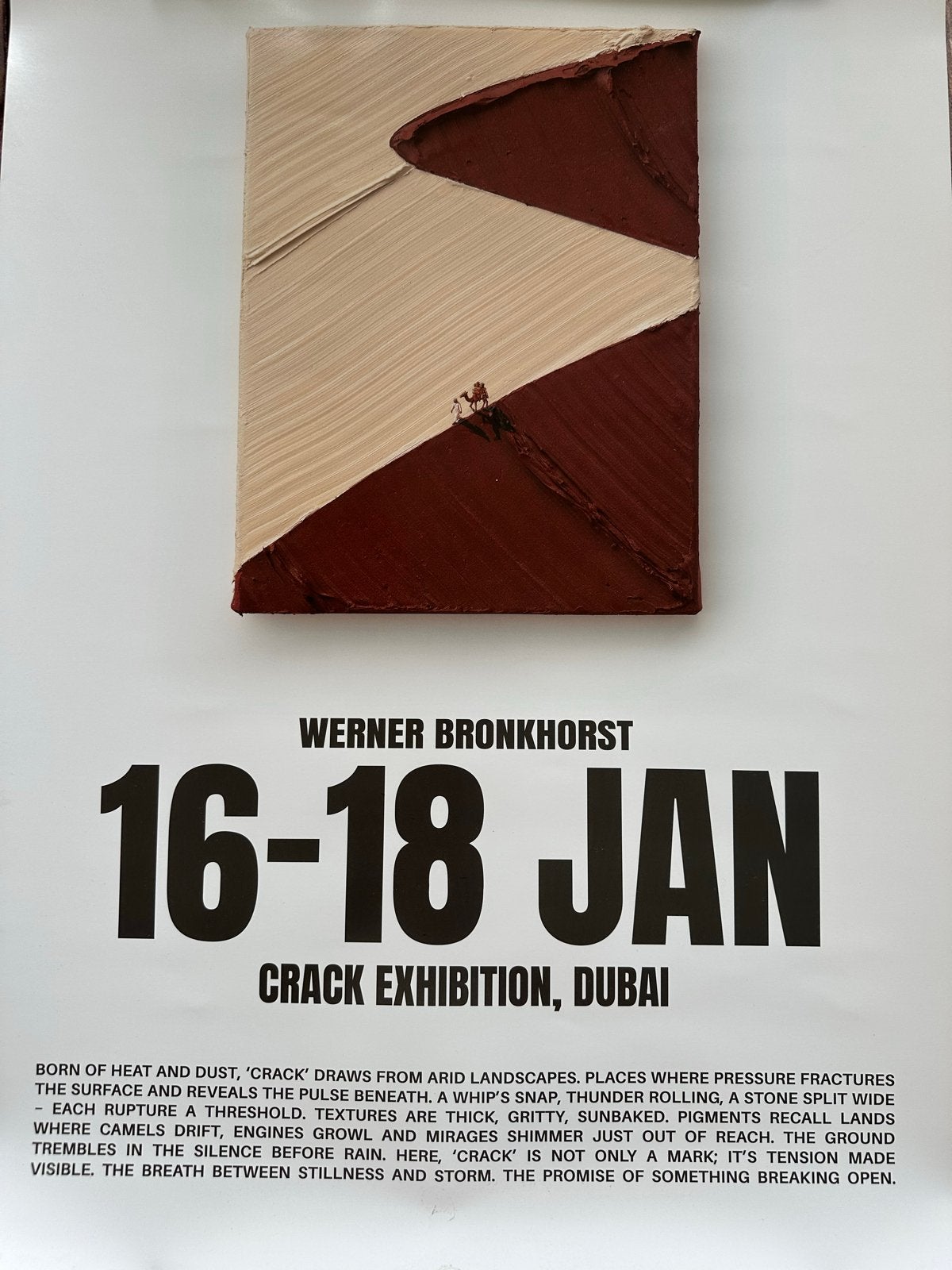 Werner Bronkhorst 'Crack' tentoonstellingsposter Dubai, Ophalen of Verzenden