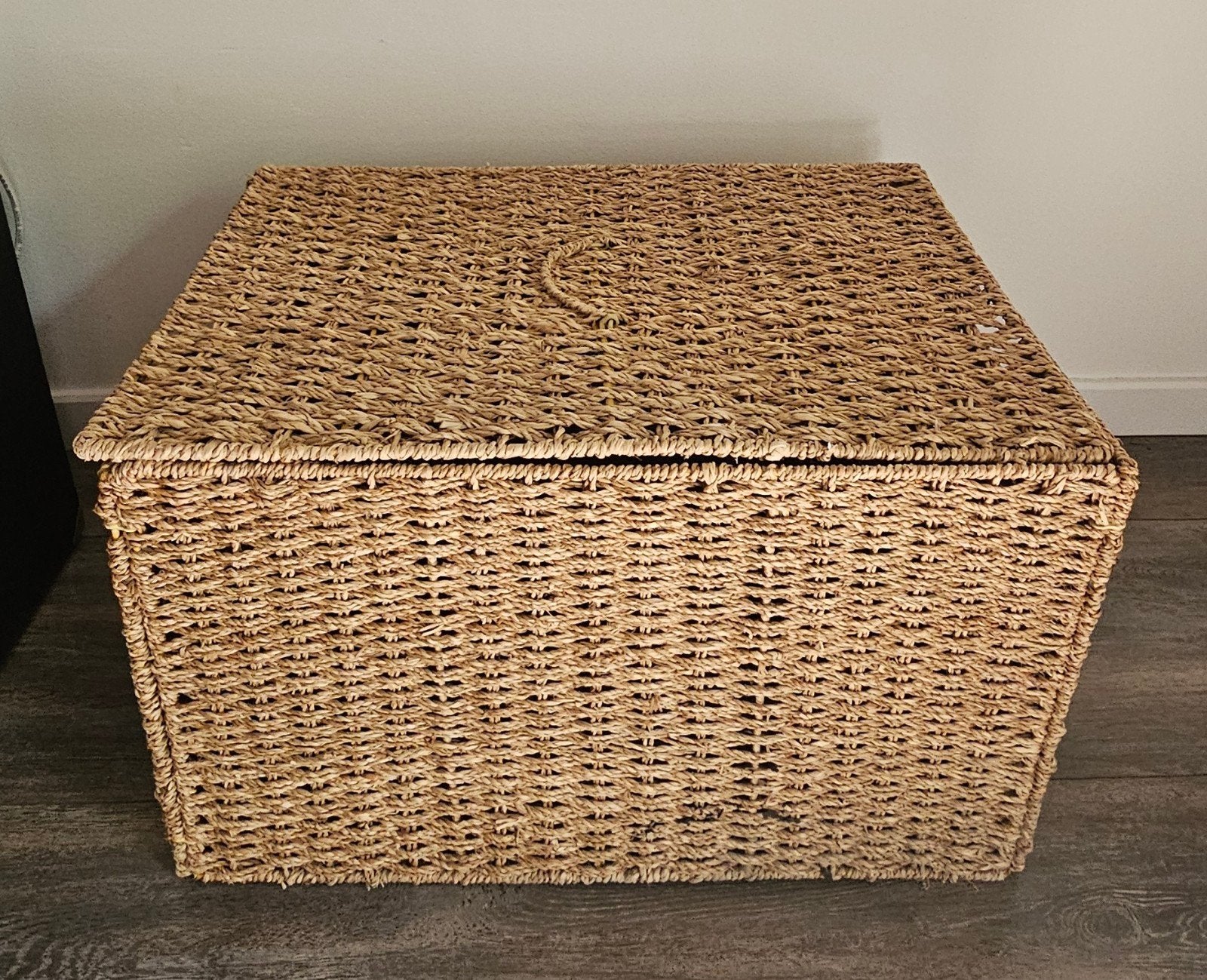 Grote rieten opbergkist met deksel, Ophalen, 50 tot 100 cm, Minder dan 50 cm