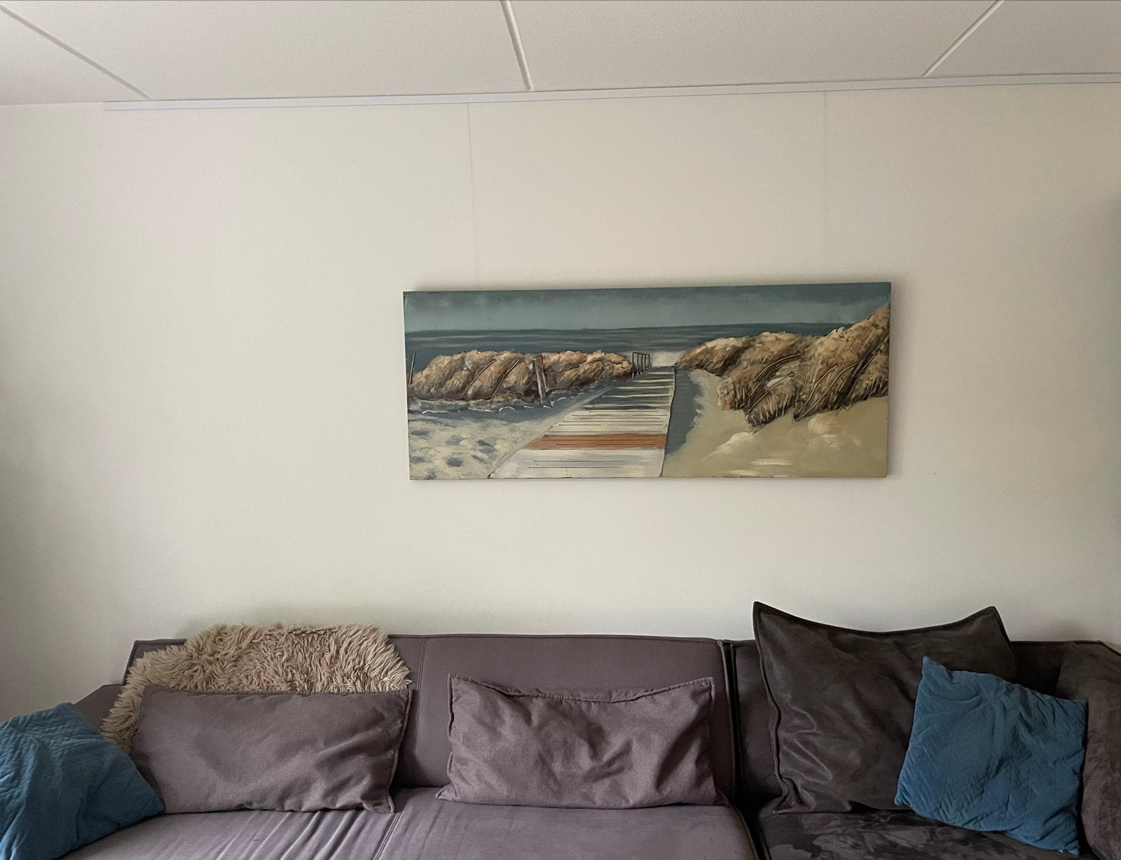 Metalen kunstwerk: Zee, strand en duinen (150x60x3 cm), Antiek en Kunst, Ophalen, Maritiem / water, Metaal