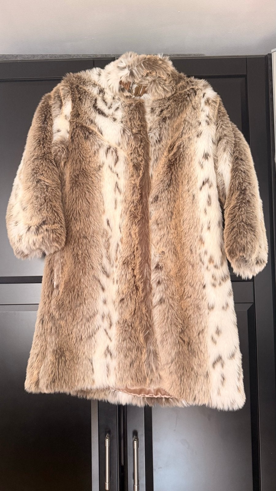Luxe Faux Fur Jas - Beige/Bruin Gevlekt maat l, Ophalen of Verzenden, Zo goed als nieuw, Maat 42/44 (L), Beige