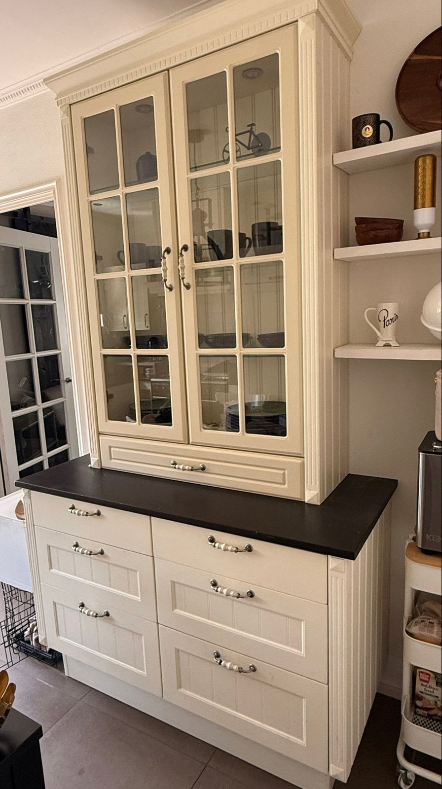 Bruynzeel buffetkast met verlichting en gebruikerssporen, Ophalen, Gebruikt, Glas, Met lade(s)