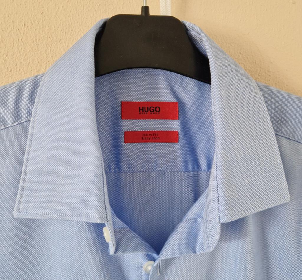 Hugo Boss overhemd/shirt 40 / 15,75 lichtblauw slim -PERFECT, Ophalen of Verzenden, Zo goed als nieuw, Maat 48/50 (M), Blauw