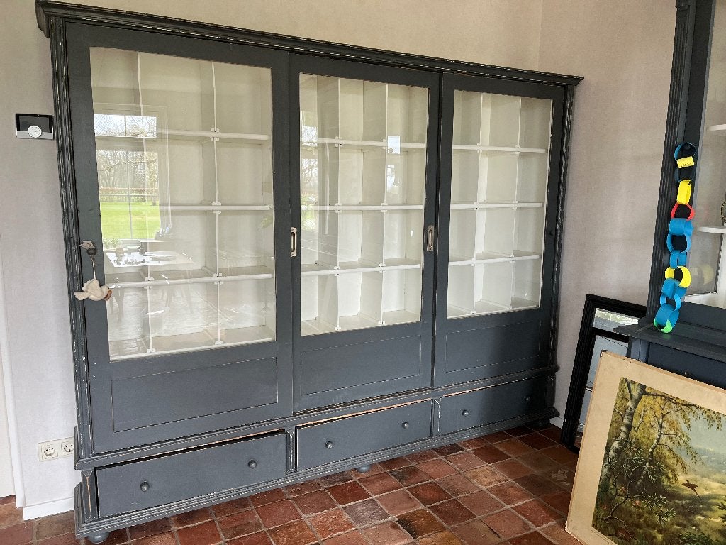 Gave unieke houten brocante vitrinekast - 240bx190hx30d, Ophalen, Glas, Met deur(en), Zo goed als nieuw