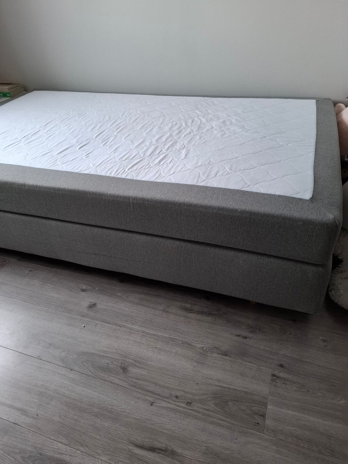 Jysk 120x200 boxspring met hoofdbord, Ophalen, Gebruikt, Twijfelaar, 120 cm