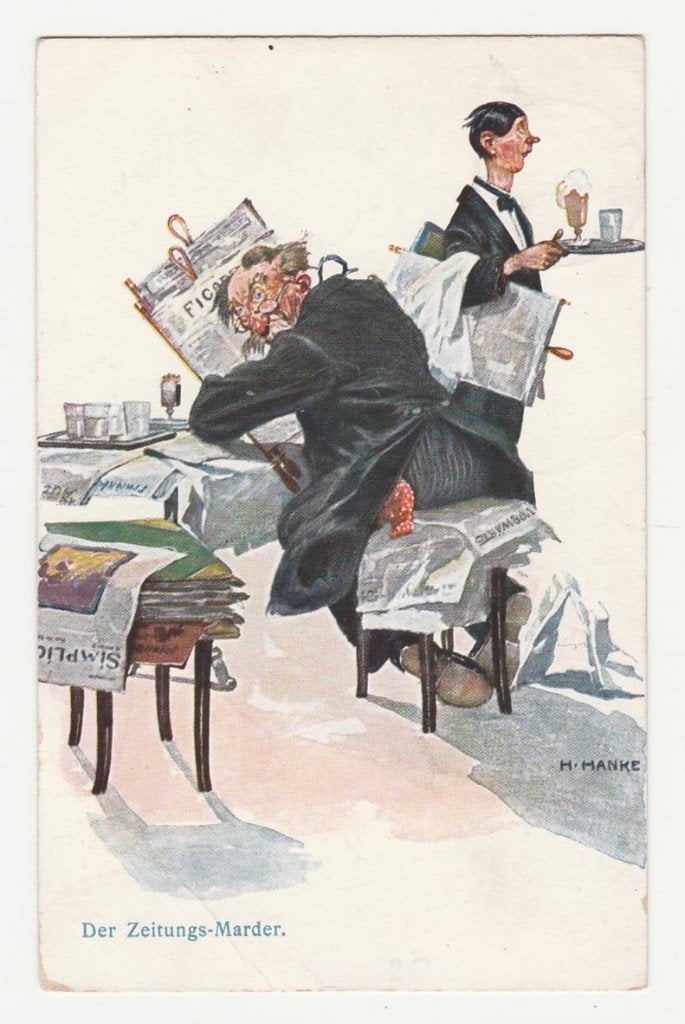 De krantendief.  Der Zeitungs-Marder.  Hanke. Illustrateurs., Verzenden, Voor 1920, Gelopen, Overige thema's