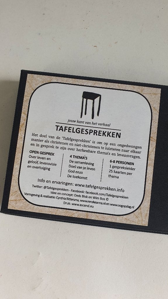Tafelgesprekken kaartspel, Jow kant van het verhaal. 5C4, Hobby en Vrije tijd, Tweedehands verkoop, Tweedehands verkoop, Gebruikt