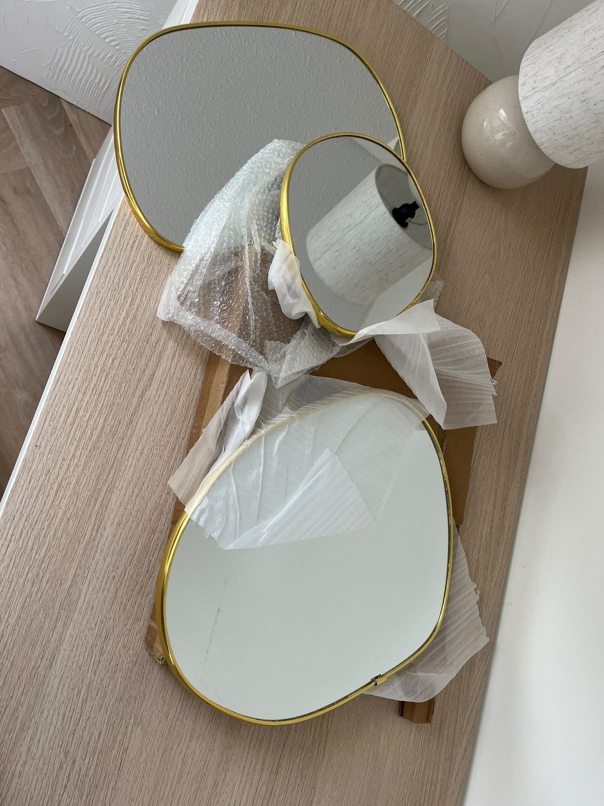 Blokker Spiegelset Organic Shape Goud - 3 Spiegels, Huis en Inrichting, Minder dan 50 cm, Nieuw, Ophalen of Verzenden, Minder dan 100 cm