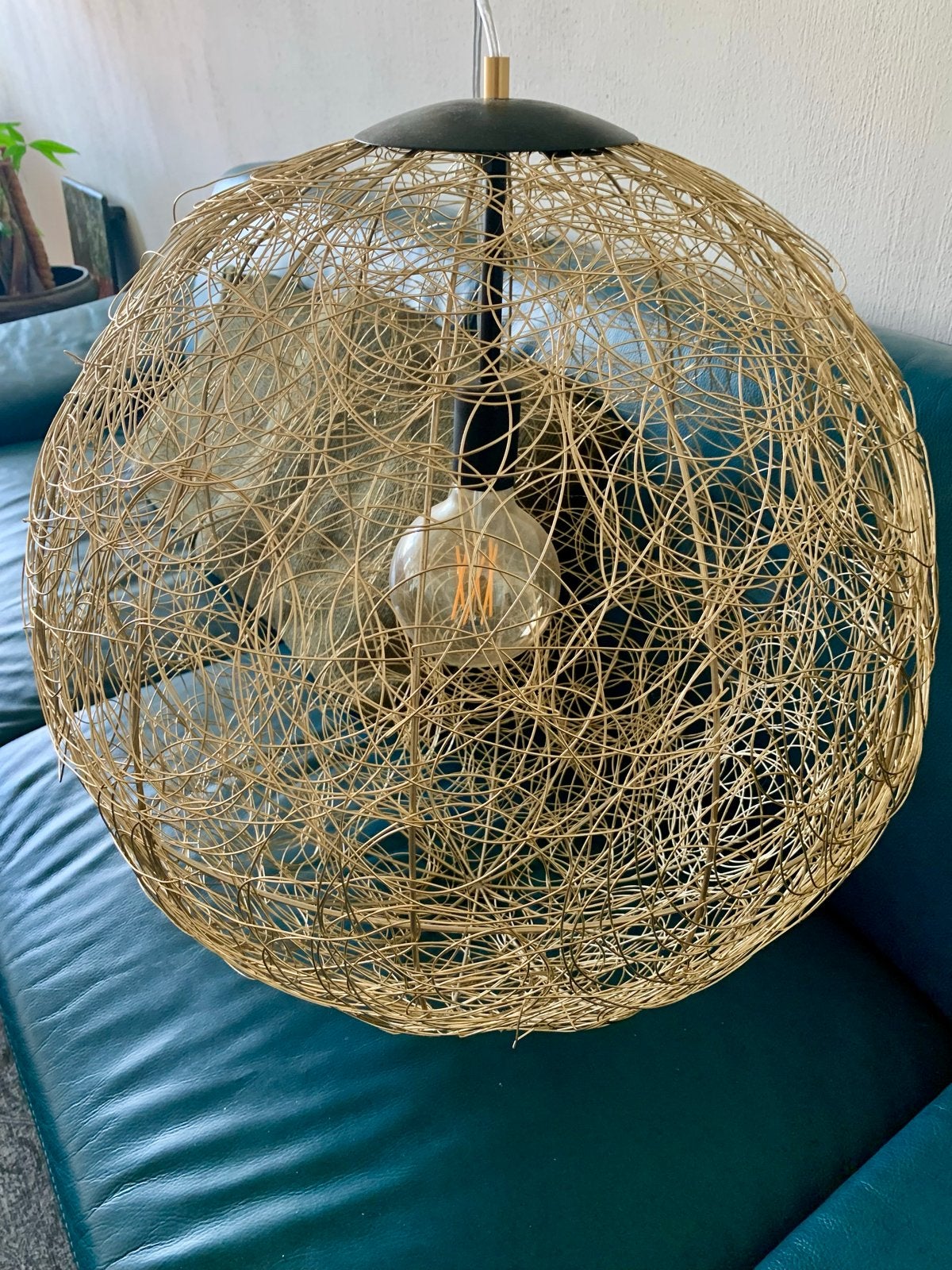 Grote opengewerkte hanglamp - een echte blikvanger, Huis en Inrichting, Lampen | Hanglampen, Ophalen, Gebruikt, Metaal, E27 (groot)