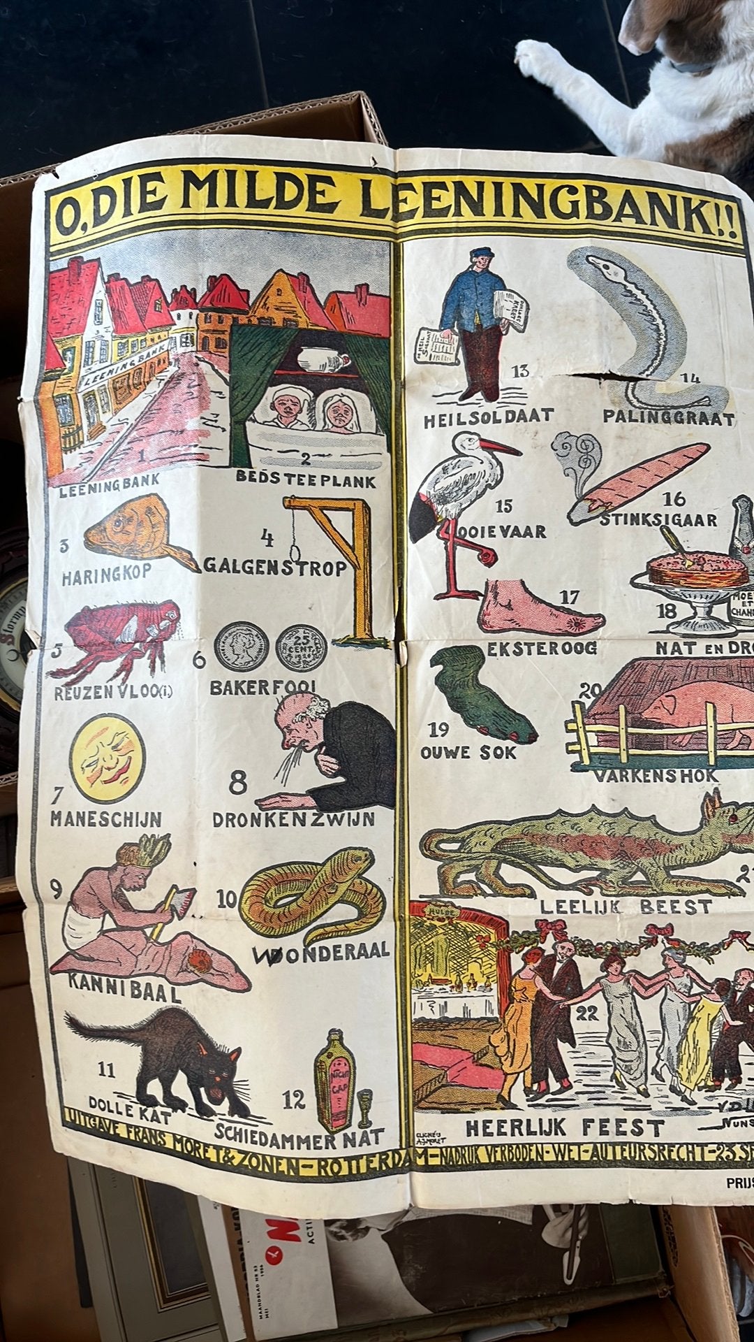 100jaar oude poster van “O,die milde Leeningbank !! 1912, Ophalen of Verzenden
