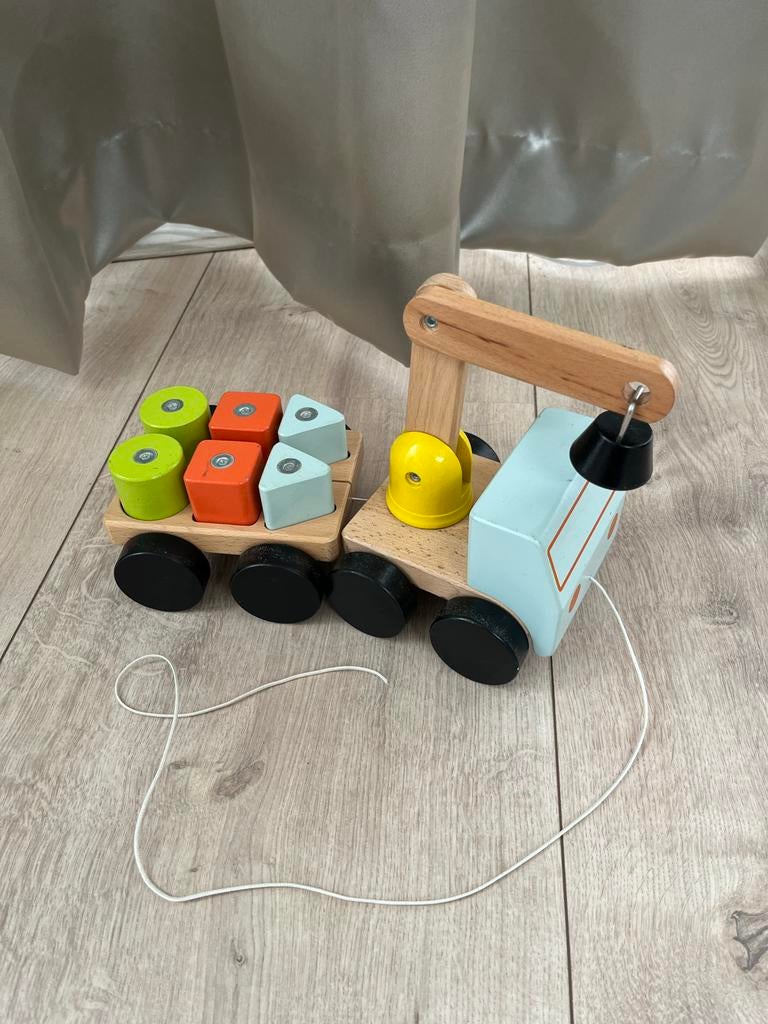 Ikea Uppsta Houten speelgoed hijskraan met blokken, Ophalen of Verzenden, Gebruikt