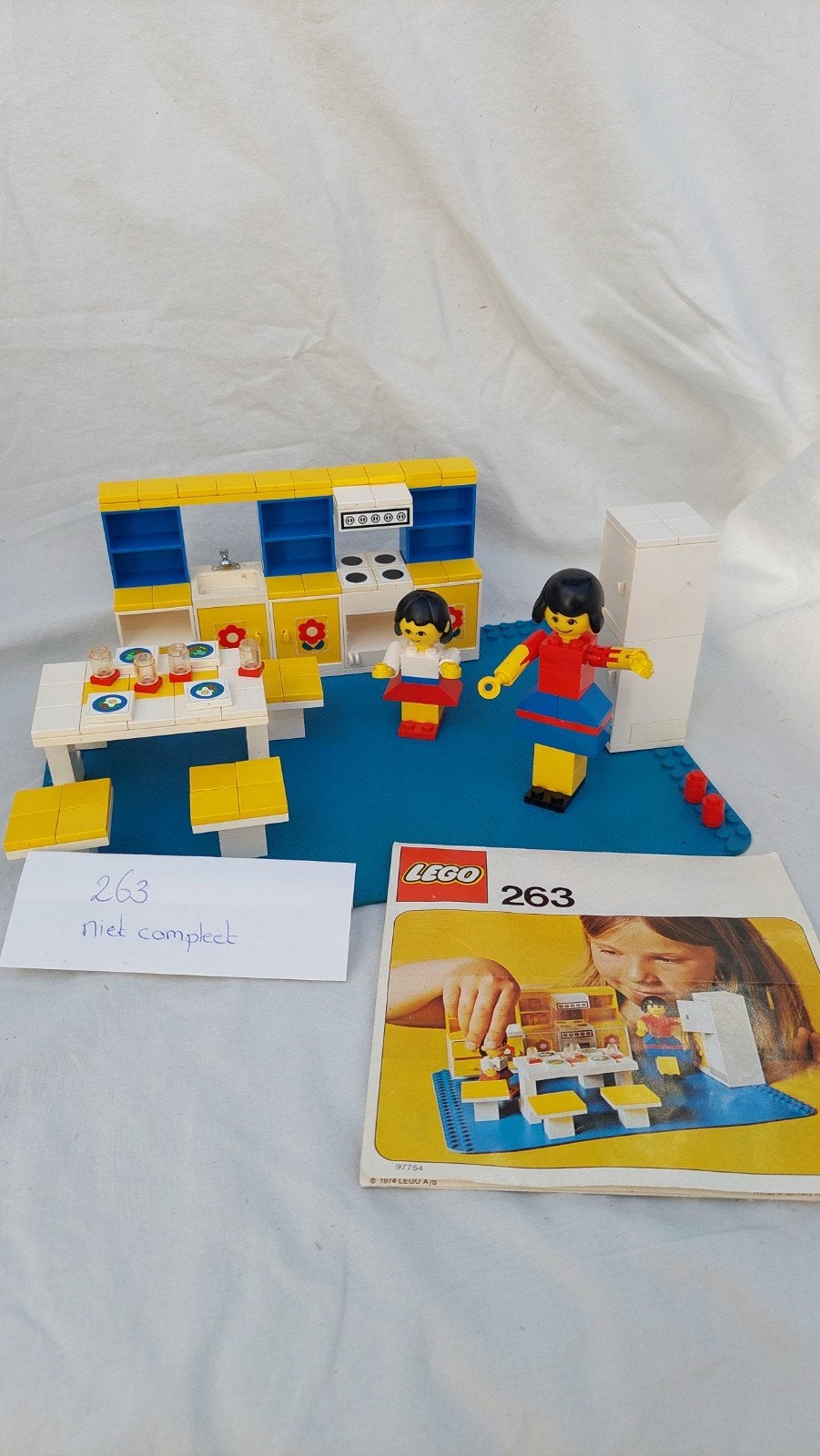 Vintage LEGO 263 Keuken met figuren en instructies, Gebruikt, Overige thema's, Lego, Ophalen of Verzenden