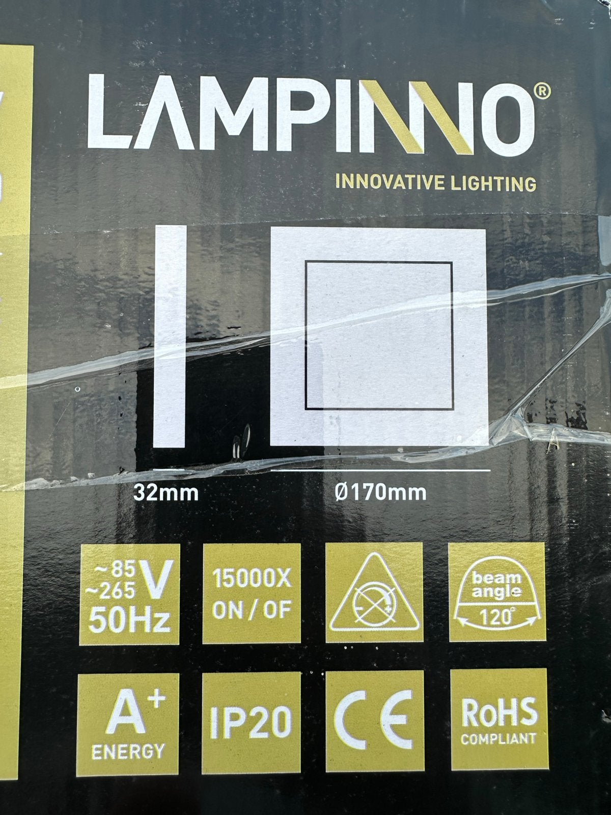 10x Lampinno 12W LED Panelen 17x17cm met ingebouwde adapter, Wit, Overige merken, Nieuw, Modern
