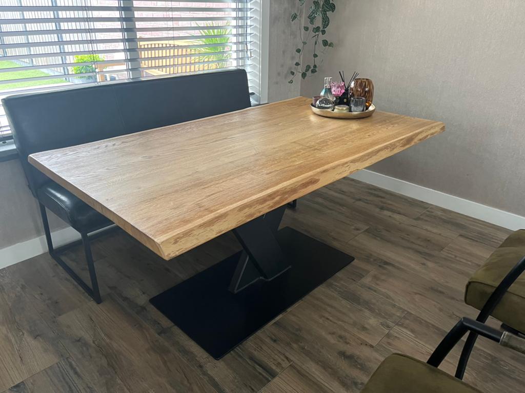 Eiken tafel met v-poot, Ophalen, Rechthoekig, 50 tot 100 cm