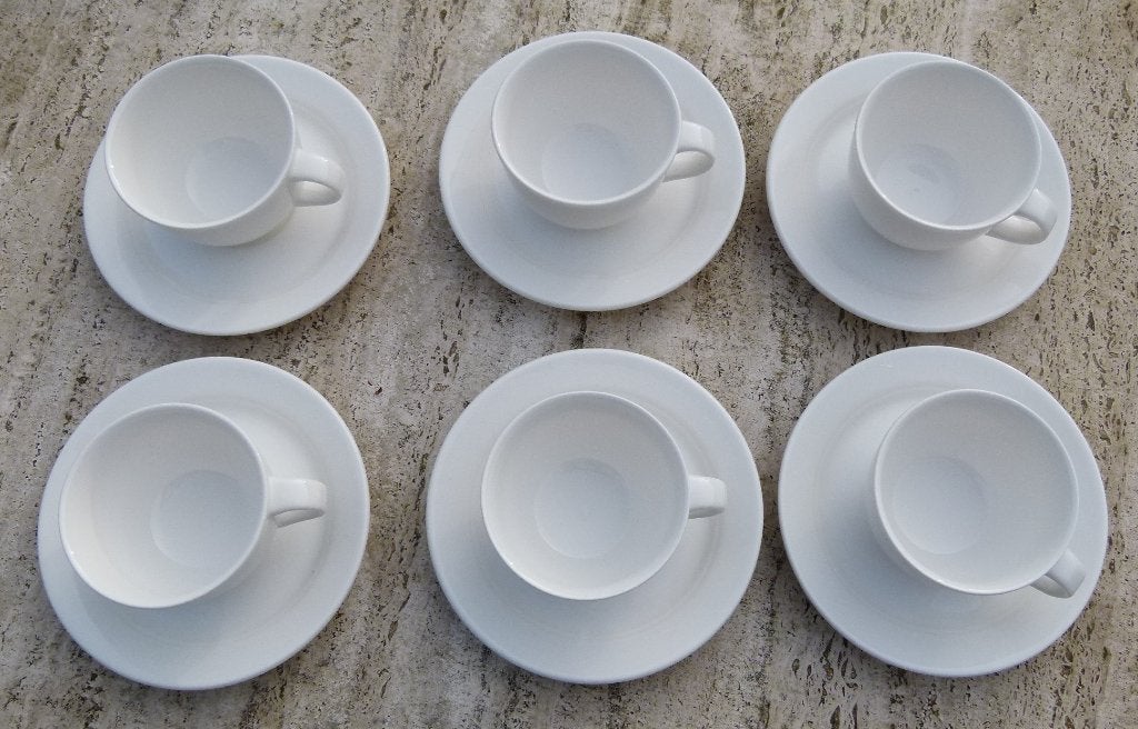 Villeroy & Boch Corpo White 6 x Koppen met Schotel, Klassiek, Villeroy & Boch, Nieuw, Ophalen of Verzenden