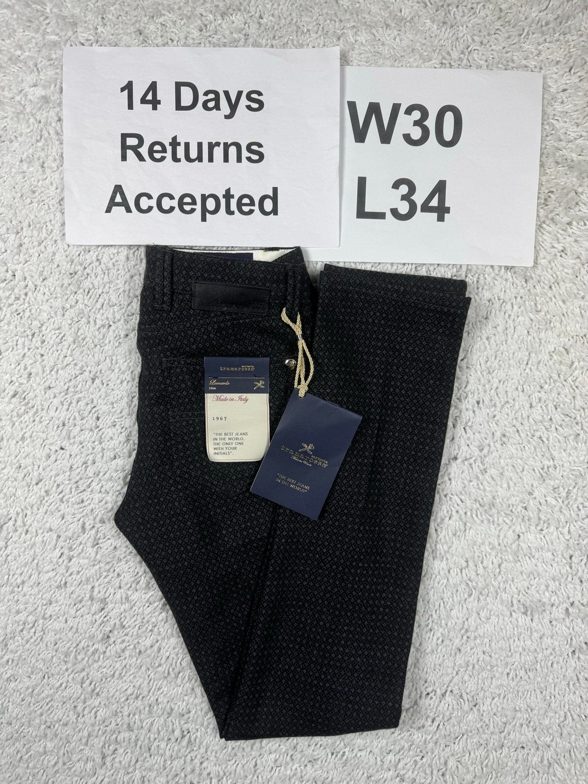 Tramarossa Leonardo Chino 100% Wol Slim Zwart W30 L34 2834, G, G, Verzenden, Zwart