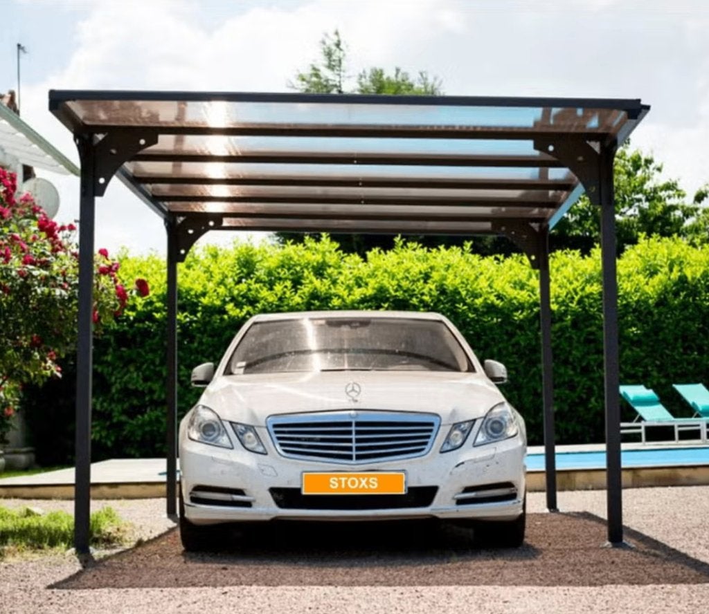 Aluminium carport grijs 5 x 3m, Ophalen, Gebruikt, Carport