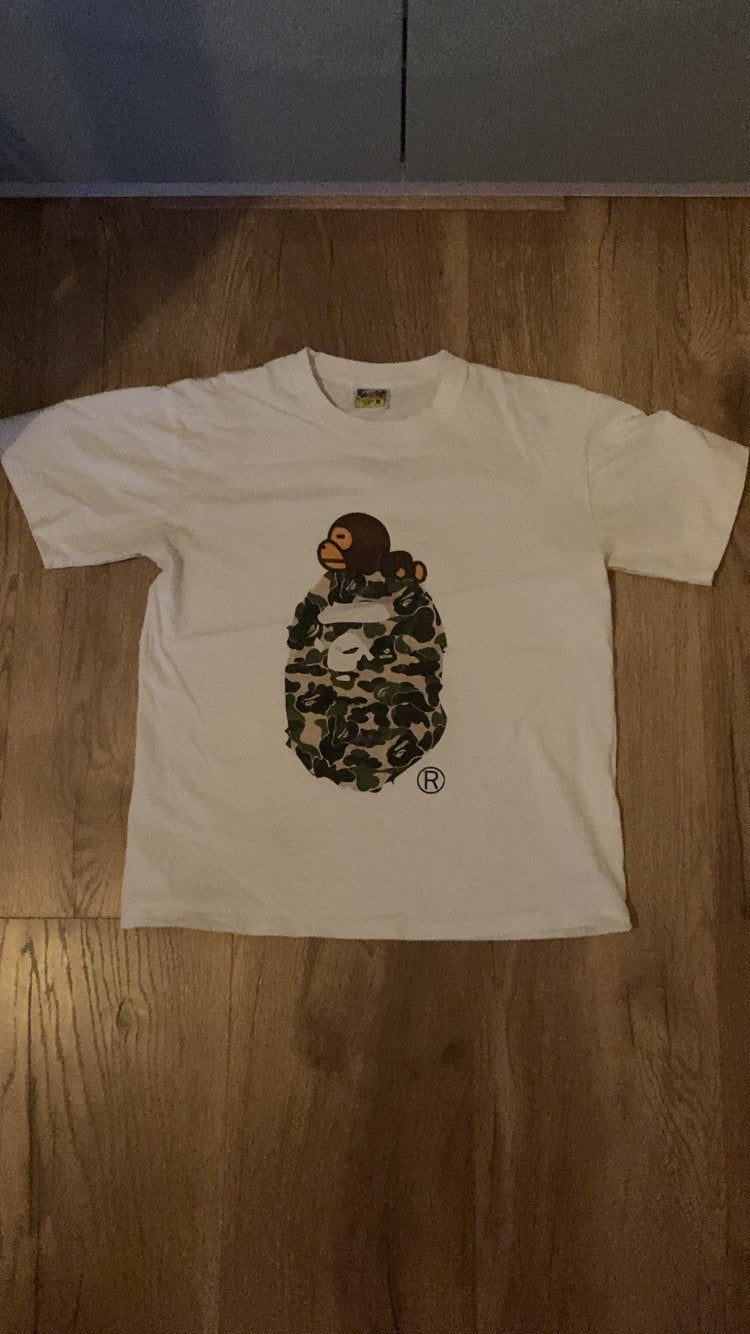 Bape Camo Baby Milo Vintage T-shirt Maat M Faded Logo, Kleding | Heren, Ophalen of Verzenden, Gedragen, Maat 48/50 (M), Wit