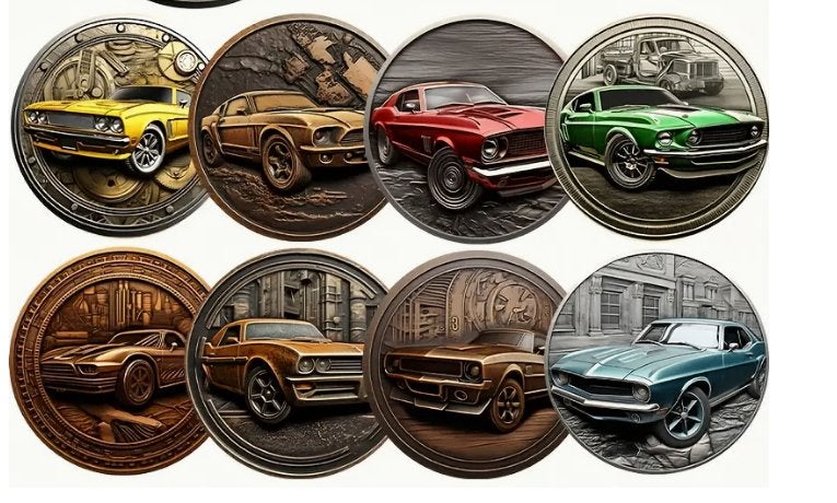 Onderzetters met Auto classic afbeeldingen, Hout, Stapelbaar, Ophalen of Verzenden, Meerkleurig