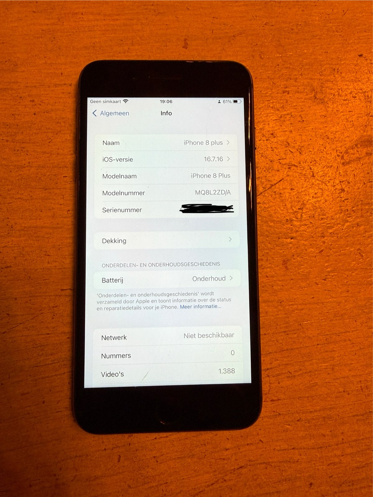 iPhone 8 Plus 64GB met lichte barst en 76% batterij, Telecommunicatie, Ophalen, Gebruikt, 64 GB, IPhone 8 Plus