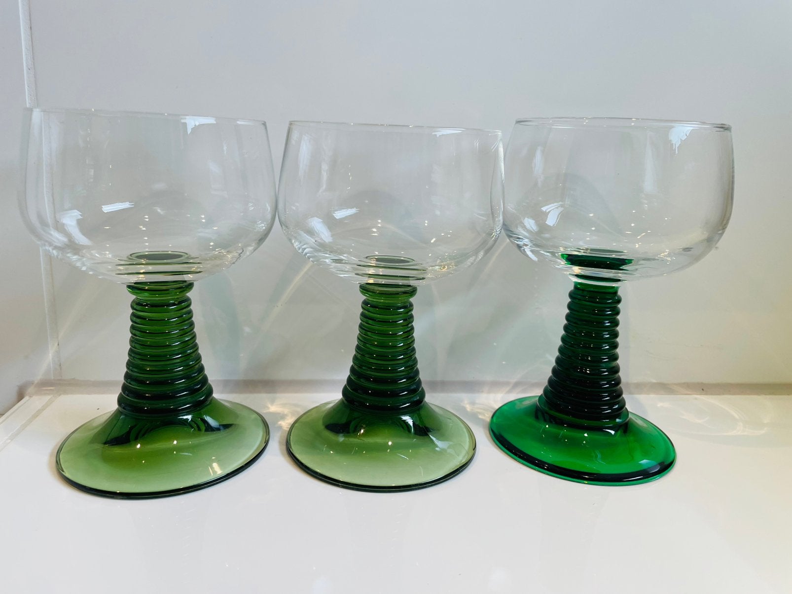 3 Vintage Moezel Wijn glazen, Ophalen of Verzenden, Glas, Overige stijlen, Glas of Glazen