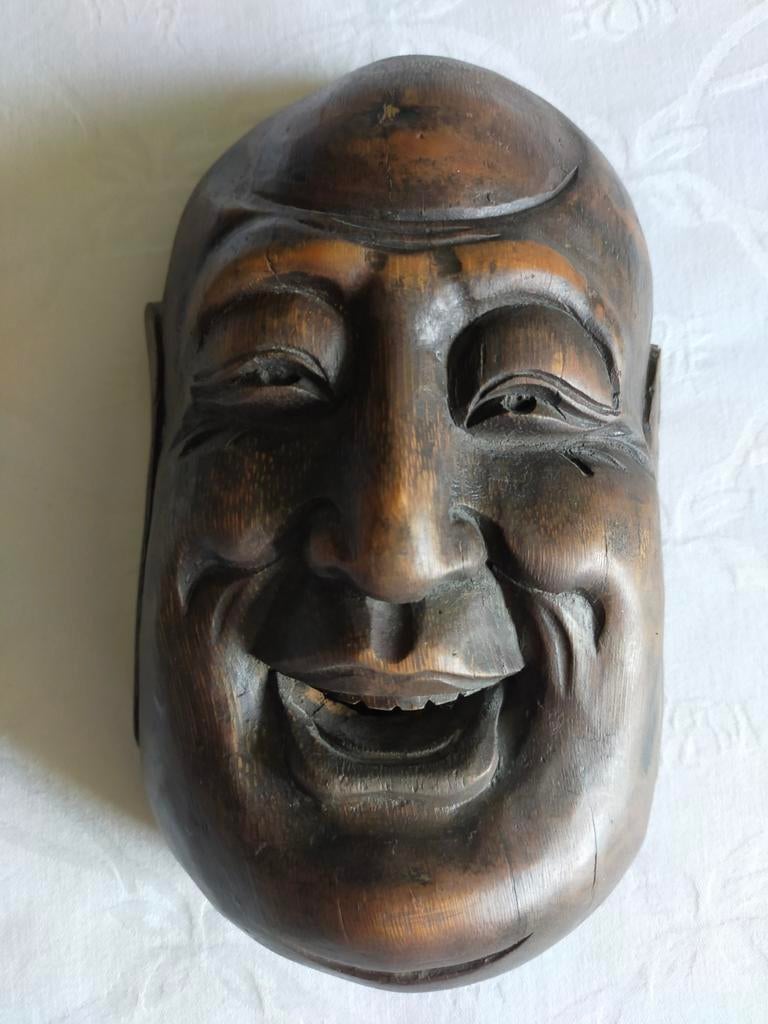 Japans noh masker houtsnijwerk                   moet nu weg, Ophalen of Verzenden