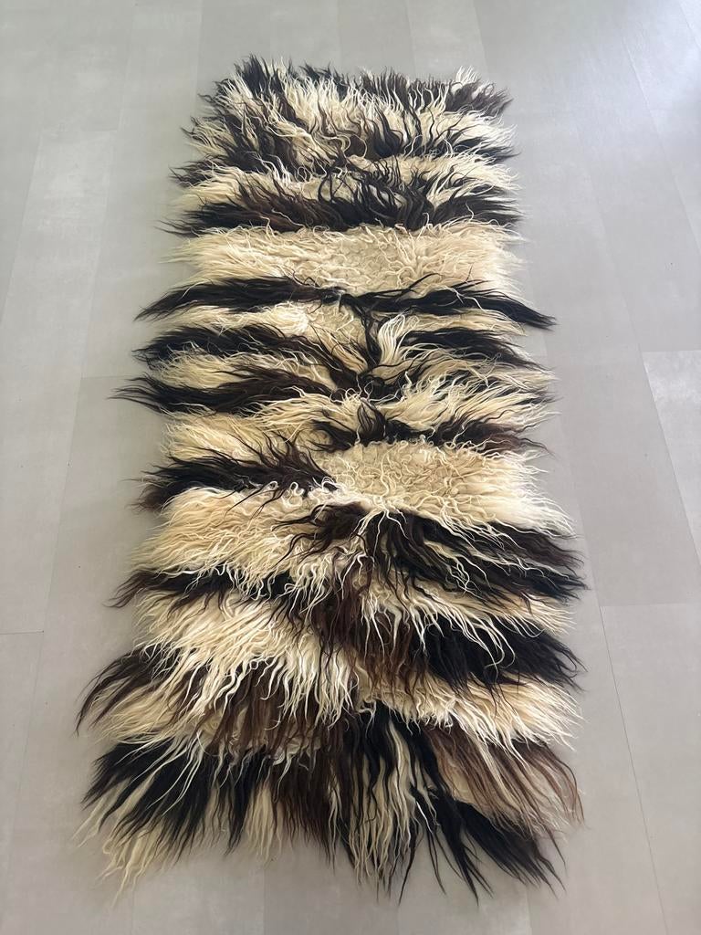 Groot gevild schapenvacht vloerkleed 180x75 cm, Ophalen, Wit, 50 tot 100 cm, Zo goed als nieuw