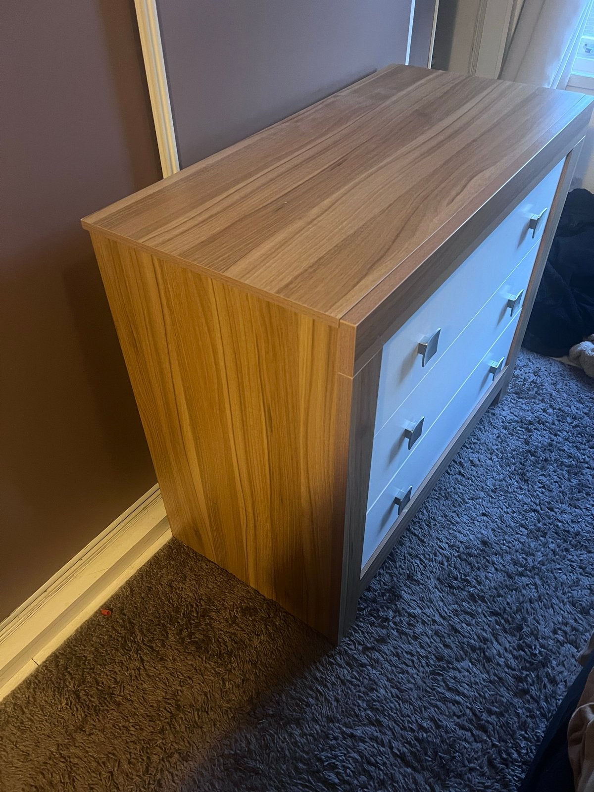 Commode met 3 lades - Hout en wit, Huis en Inrichting, Kasten | Ladekasten, Gebruikt, 3 of 4 laden, Minder dan 100 cm, 25 tot 50 cm