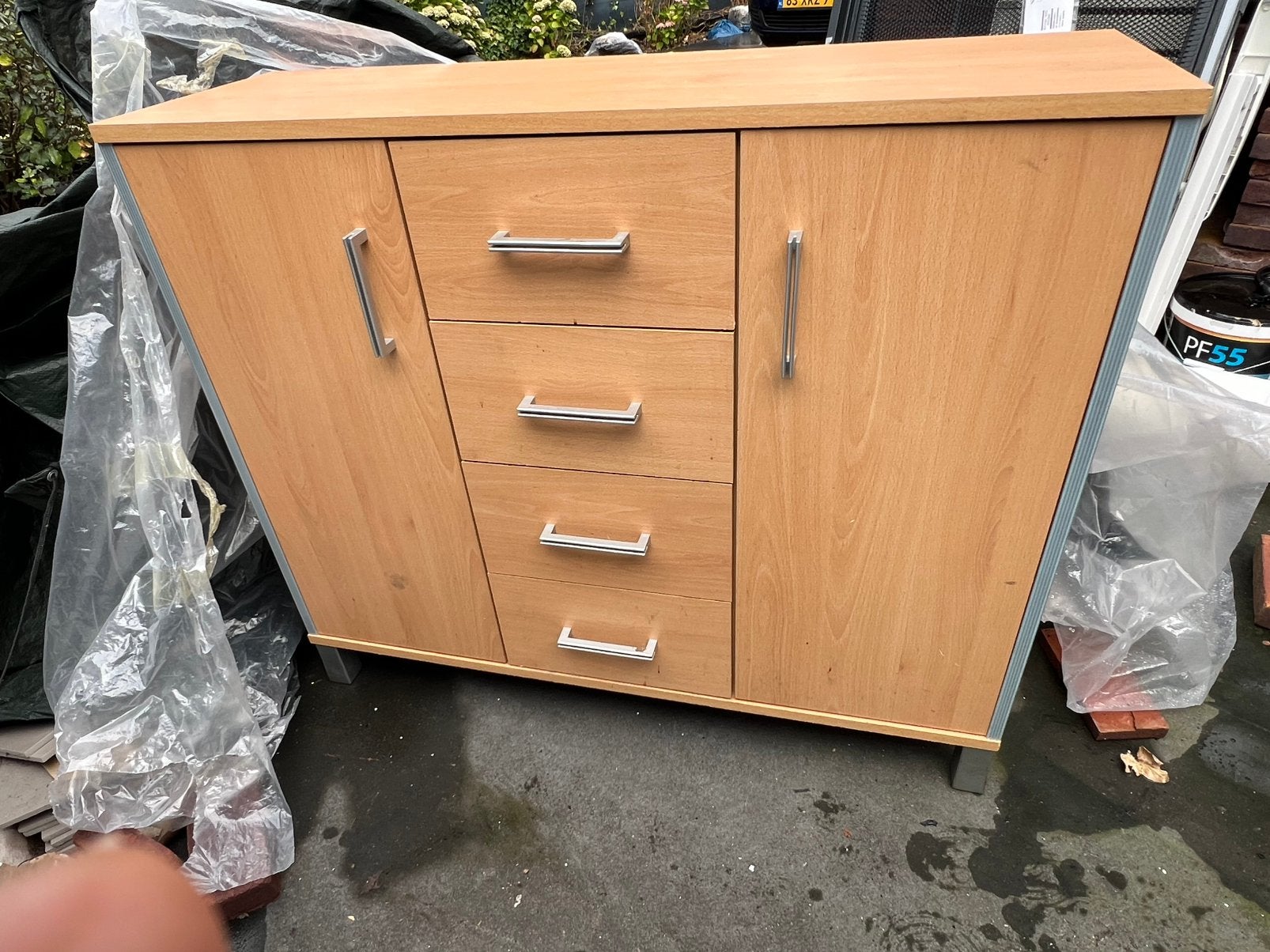 Dressoir ladekast en planken, Huis en Inrichting, Woonaccessoires | Cd- en Dvd-rekken, Ophalen, Gebruikt, Hout