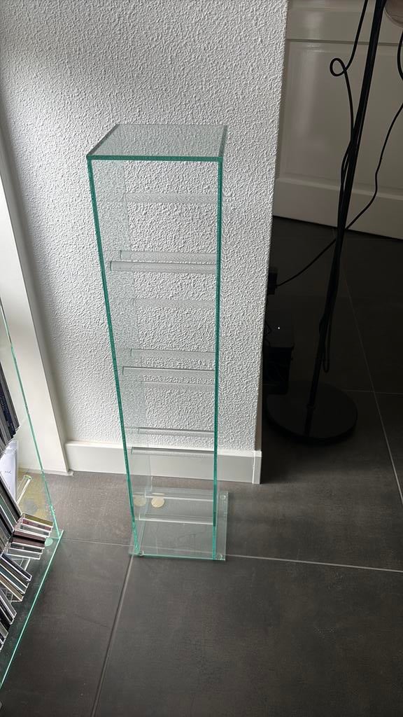 Glazen cd rek, Huis en Inrichting, Woonaccessoires | Cd- en Dvd-rekken, Ophalen, Zo goed als nieuw, Glas, Cd's