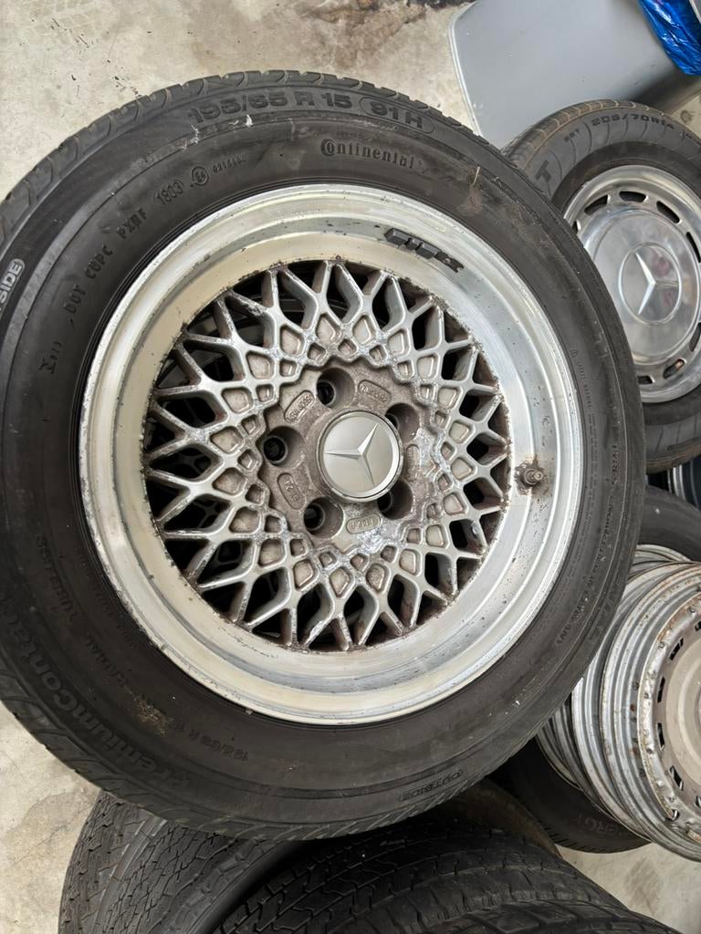 4x klassieke honingraat velgen Mercedes 7x15, Auto-onderdelen, Banden en Velgen, Ophalen, Zomerbanden, Velg(en)