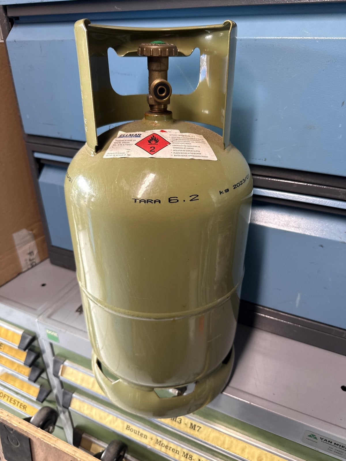 Gasfles met gas, keurings verloop datum 2023/01, Ophalen of Verzenden, Gebruikt